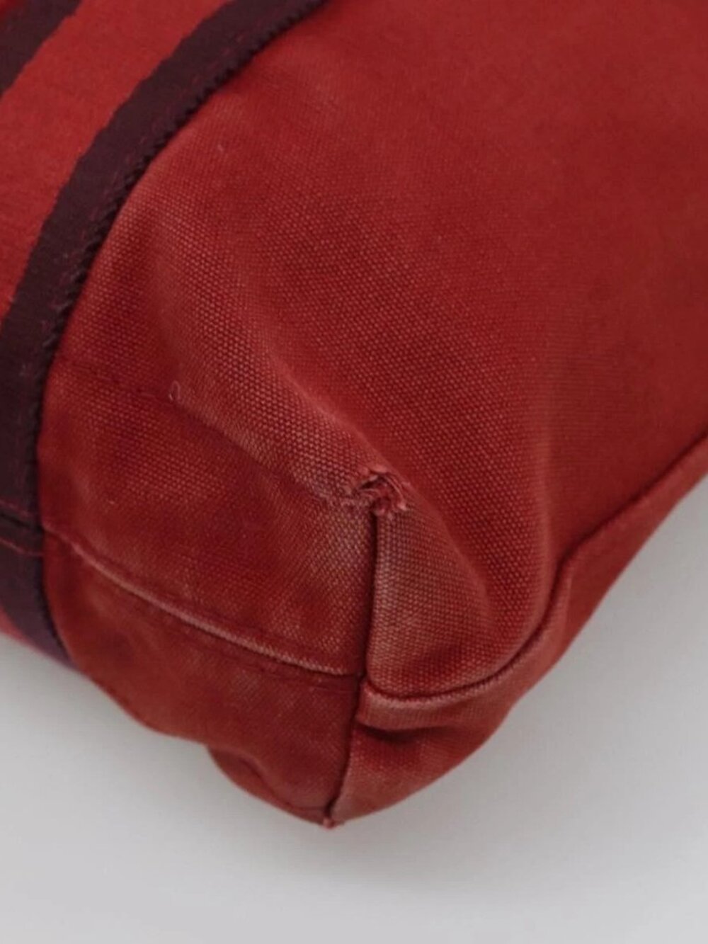 HERMES Fourre Tout Cabas Tote Bag Canvas Red Auth ti3109 - Picture 13 of 16